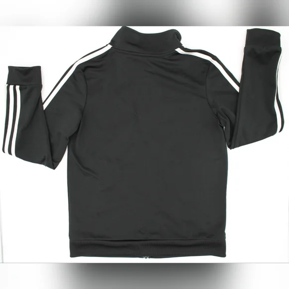 Adidas Boys Youth M (10/12) Black Track Jacket 3-Stripes Full Zip - Picture 2 of 6